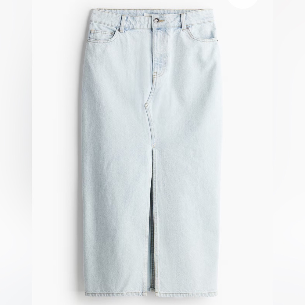 NWOT H&M Denim Midi Skirt (Light Denim Blue)